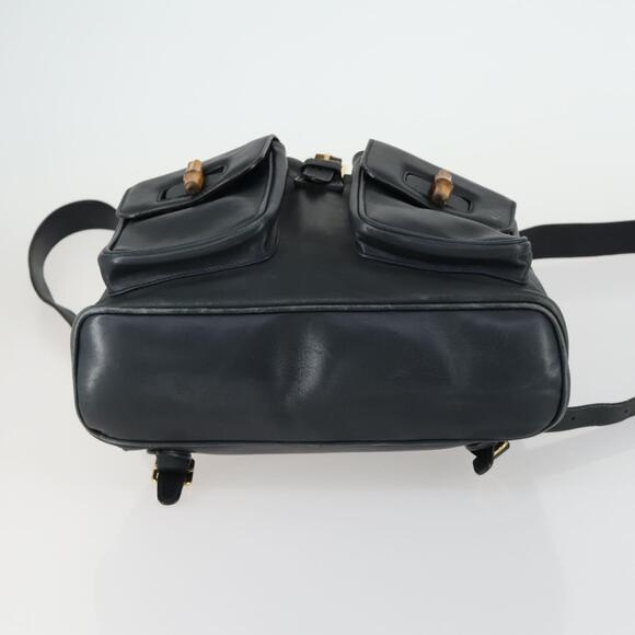 GUCCI Bamboo Backpack Leather Black Gold 003 2058 0016 Auth 156418 main image 16